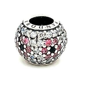 Authentic Pandora Retired Pave ‘Shimmering Flower’ S925 Ale Charm